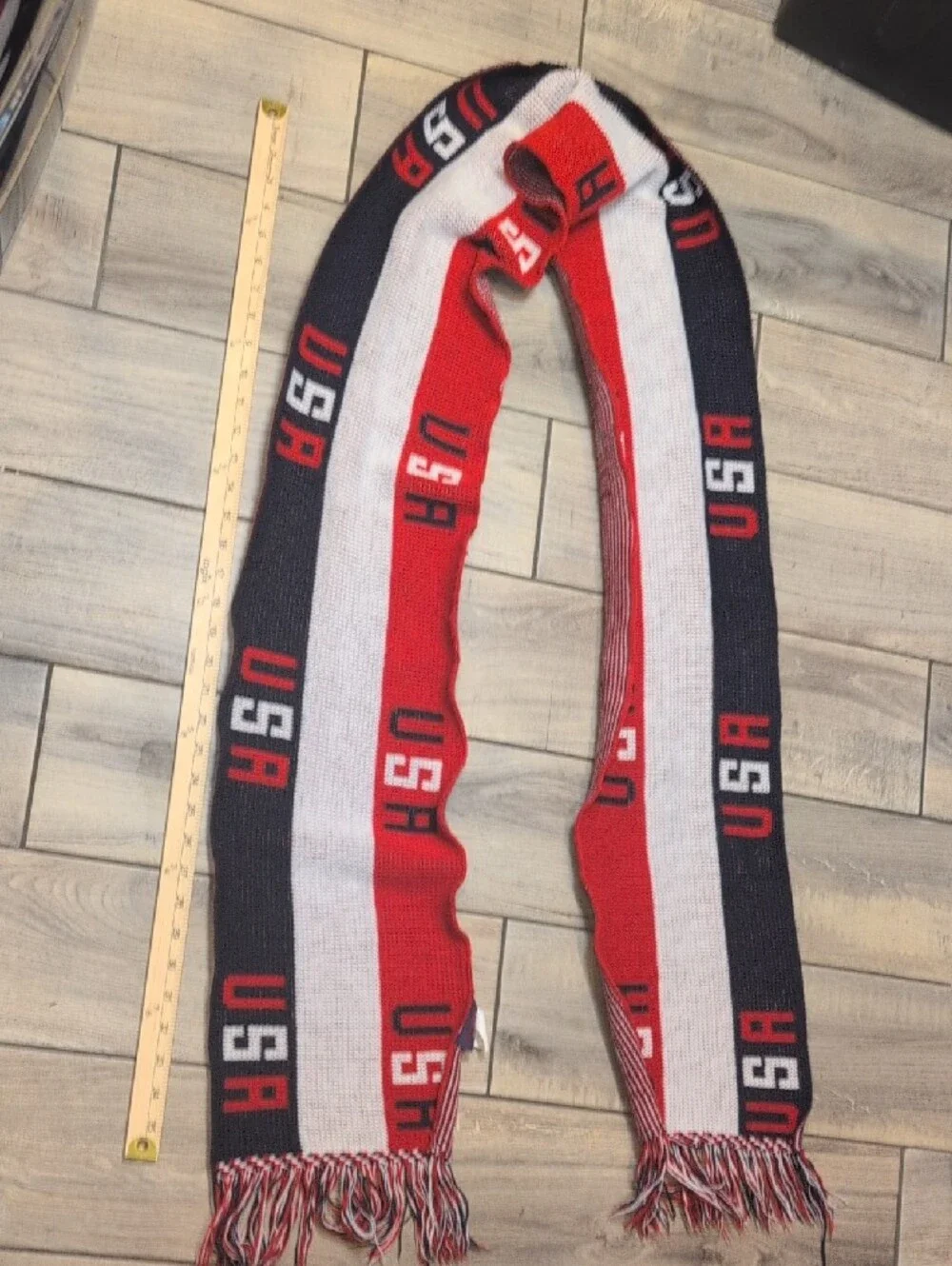 Vintage Team USA Americana Patriotic Knit Scarf 4th Of July Winter Wear